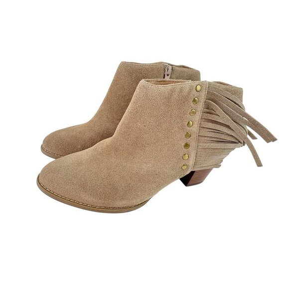 New Vionic Faros Comfort Ankle Booties Womens Size 9 Light Tan Suede Leather Zip - Picture 2 of 14